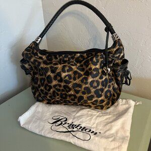 Brighton Animal Print Shoulder Bag - Black and Brown